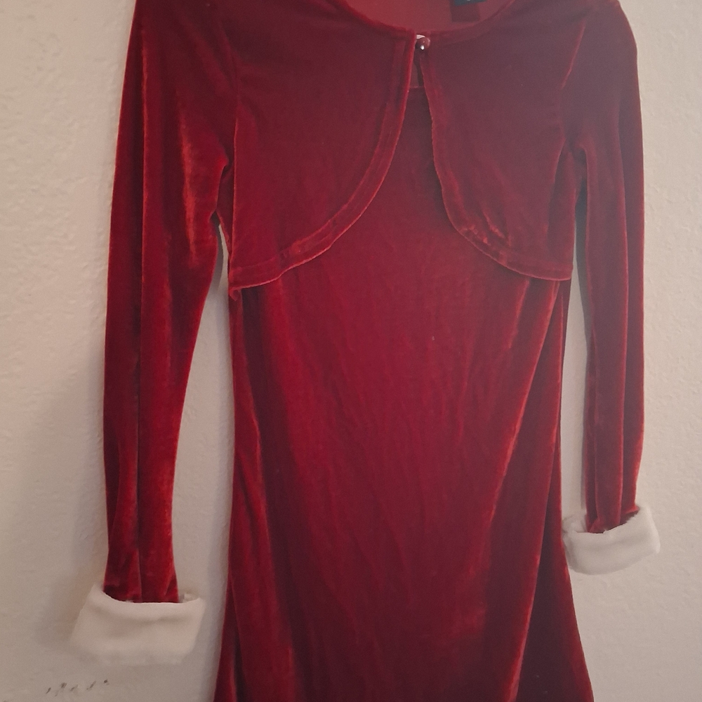 Basic Editions Red Velvet Dress - Picture 2 of 10